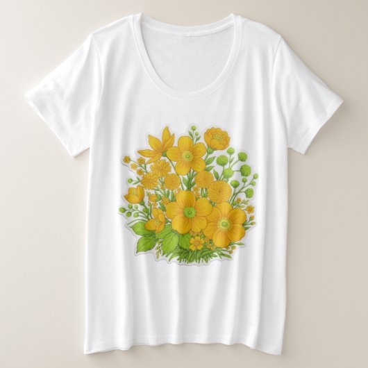 Bloemendesign printkunst grote maat t-shirt (Design voorkant)