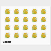 Bloemendesign printkunst  ronde sticker (Vel)