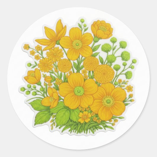 Bloemendesign printkunst  ronde sticker (Voorkant)