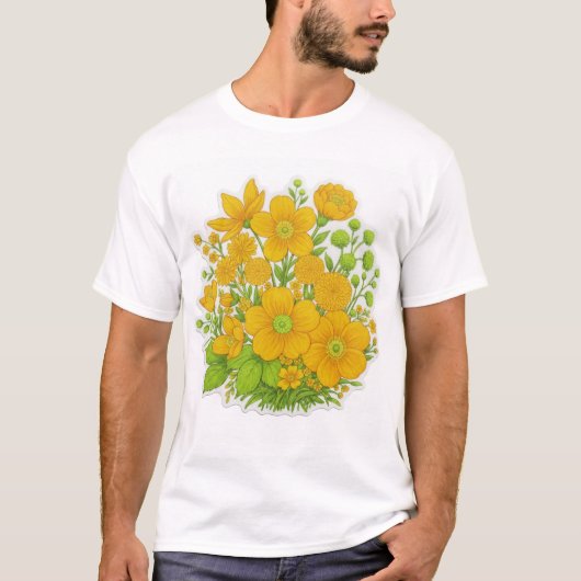 Bloemendesign printkunst  t-shirt (Voorkant)