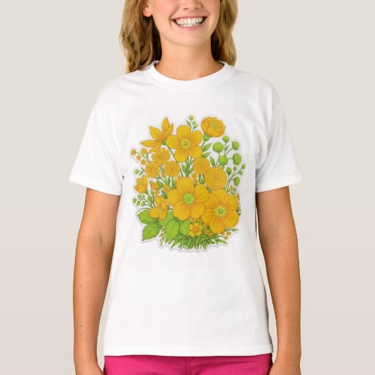 Bloemendesign printkunst  t-shirt (Voorkant)