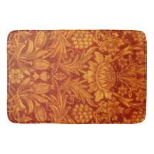 Bloemendesign rood en goudgeel Wm Morris