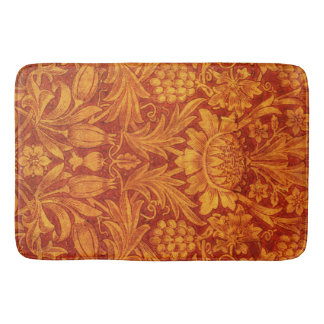 Bloemendesign rood en goudgeel Wm Morris Badmat