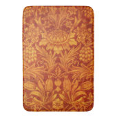 Bloemendesign rood en goudgeel Wm Morris Badmat (Voorkant Verticaal)
