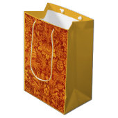 Bloemendesign rood en goudgeel Wm Morris Medium Cadeauzakje (Voorkant Gekanteld)