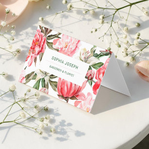 Bloemendesign Rood Wit Roze Aquarel Visitekaartje