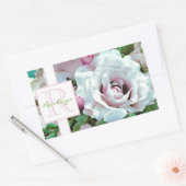 Bloemendesign | Roze Roos | Monogram Rechthoekige Sticker (Envelop)
