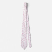 Bloemendesign roze toile de jouy stropdas (Voorkant)