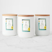 Bloemendesign Teal Blauwe Glitter Witte Productlab Voedselcontainer Etiket (Flessen)