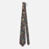 Bloemendesign zwart paisley stropdas (Voorkant)