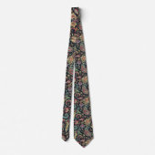 Bloemendesign zwart paisley stropdas (Achterkant)