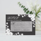 Bloemendesign Zwart & Wit - RSVP kaart (Staand voorkant)
