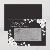 Bloemendesign Zwart & Wit - RSVP kaart (Voorkant / Achterkant)