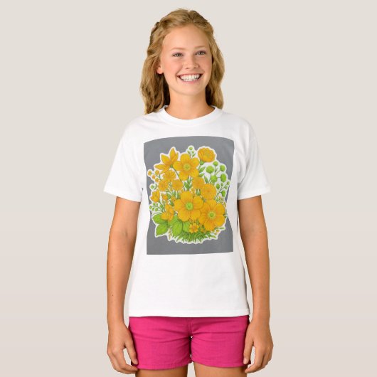 Bloemendesignprint  t-shirt (Voorkant volledig)