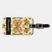 Bloemendessin op behang uit vroeger tijden in trop bagagelabel (Voorkant horizontaal)