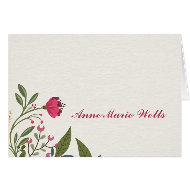 Bloemendie Notecard met Facultatieve Foto wordt (Voorkant Horizontaal)