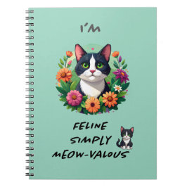 Bloemendieb Kat Tuxedo kat spiraalnotitieboek Notitieboek