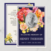 Bloemendienst Herdenkingsprogramma, Orde van Diens Kaart (Voorkant / Achterkant)