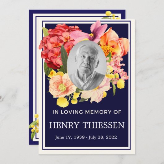 Bloemendienst Herdenkingsprogramma, Orde van Diens Kaart (Voorkant / Achterkant)