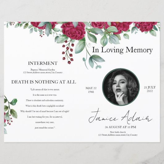 Bloemendienst Programma Sjabloon (Voorkant)