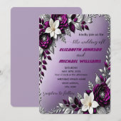 Bloemendiepe Paarse Zilveren Bruiloft Kaart (Voorkant / Achterkant)
