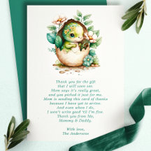 Bloemendinosaurus-ei Baby Shower Bedankt