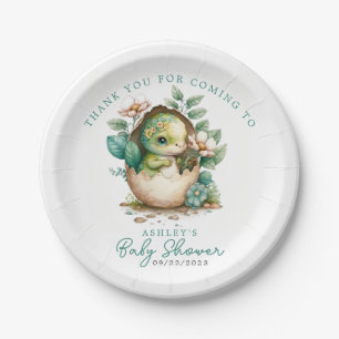 Bloemendinosaurus-ei Watercolor Baby Shower Papieren Bordje