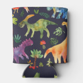 Bloemendinosaurussen: Waterverf stoffen ontwerp Blikjeskoeler (Achterkant)