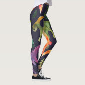 Bloemendinosaurussen: Waterverf stoffen ontwerp Leggings (Rechts)
