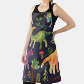 Bloemendinosaurussen: Waterverf stoffen ontwerp Schort (Insitu)