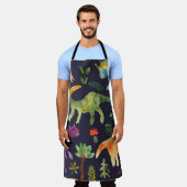 Bloemendinosaurussen: Waterverf stoffen ontwerp Schort (Gedragen)