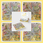 Bloemendistel Kleurrijke Pastel Botanische Natuurl Stenen Onderzetter