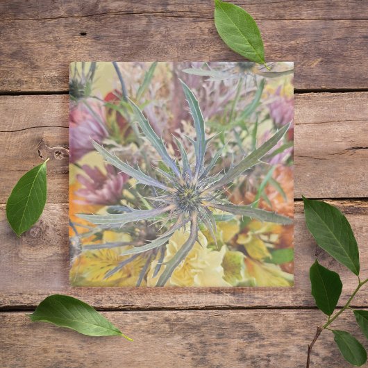 Bloemendistel Kleurrijke Pastel Botanische Natuurl Stenen Onderzetter