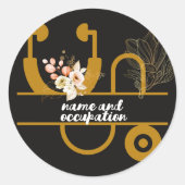 Bloemendokter verpleegkundige naam en beroep moder ronde sticker (Voorkant)