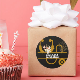 Bloemendokter verpleegkundige naam en beroep moder ronde sticker