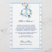 Bloemendokterankers Strand Bruiloft Welkom Itinera (Voorkant)