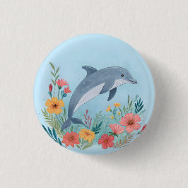 Bloemendolfijn Ronde Button 3,2 Cm