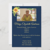 Bloemendood en begrafenisaankondiging blauw aankondiging (Achterkant)