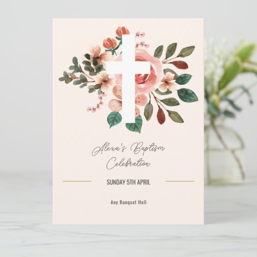 Bloemendoopmenu met elegant kruis menu (Staand voorkant)