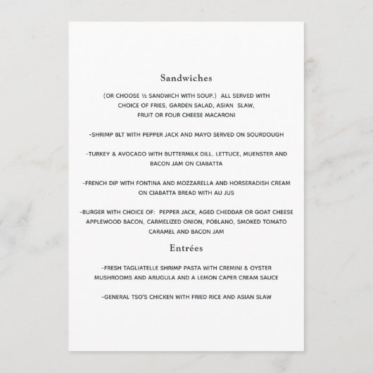 Bloemendopmenu of Doopmenu Menu (Achterkant)