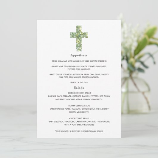 Bloemendopmenu of Doopmenu Menu (Staand voorkant)