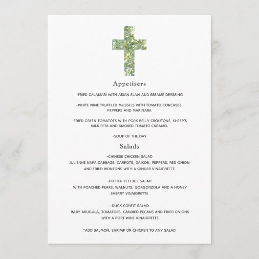 Bloemendopmenu of Doopmenu Menu (Voorkant)