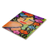 Bloemendouche Abstract Portret van een Vrouw Tegeltje (Zijkant)