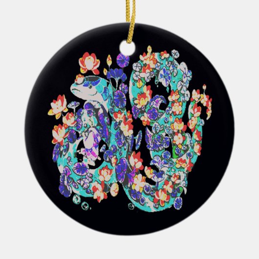 bloemendraak keramisch ornament (Voorkant)