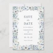 Bloemendracht Blauw Save The Date (Voorkant)