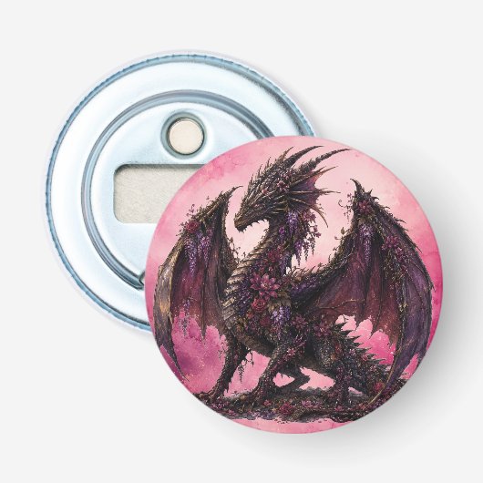 Bloemendragon | Botanische Fantasiedraak Button Flesopener (Voorkant)