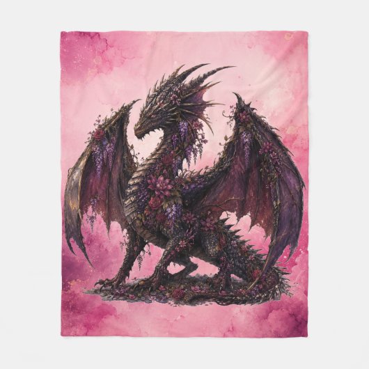 Bloemendragon | Botanische Fantasiedragon Fleece Deken (Voorkant)