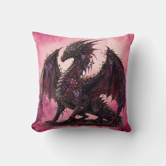 Bloemendragon | Botanische Fantasiedragon Kussen (Voorkant)