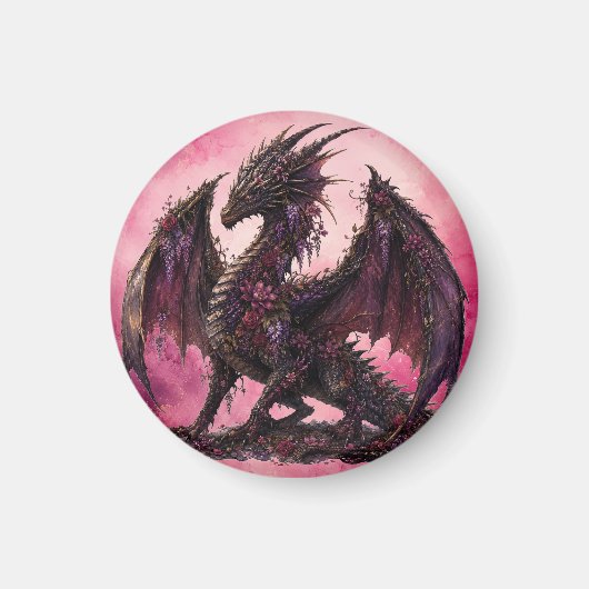 Bloemendragon | Botanische Fantasiedragon Magneet (Voorkant)