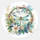 Bloemendragonfly Eén dag tegelijk Ronde Sticker (Voorkant)